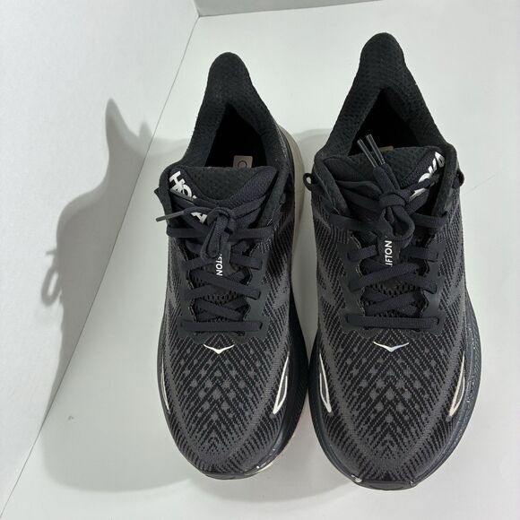 HOKA Clifton 9 Wide Women’s Size 9 Running Shoes Black White Trail - Picture 10 of 15